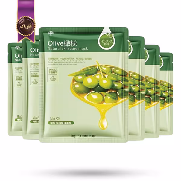 6 عدد ماسک صورت ورقه‌ ای هاچانا HCHANA مدل عصاره زیتون Olive پک 1 عددی (اورجینال)
