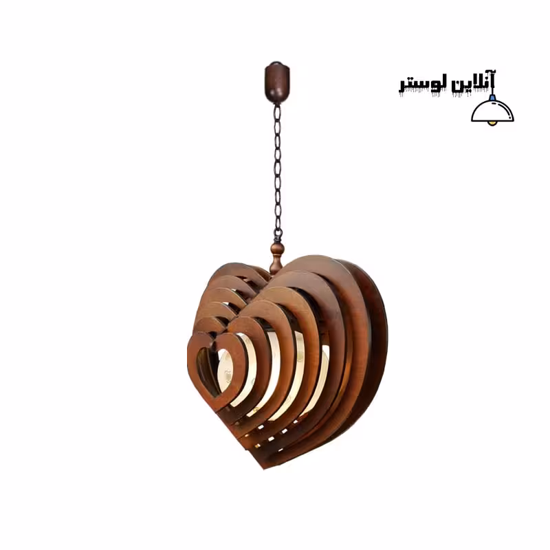 آویز چوبی فانتزی طرح قلب تک شعله