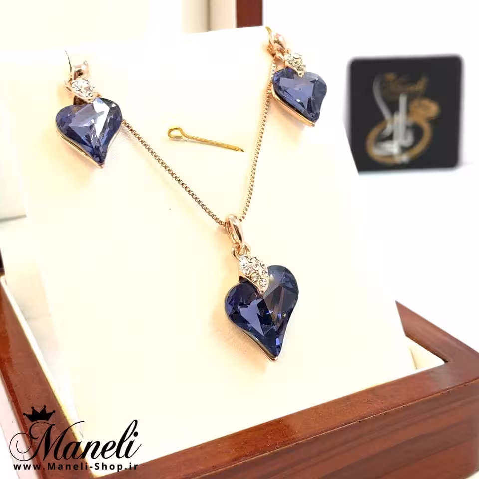نیم ست سواروسکی قلب بنفش 140040