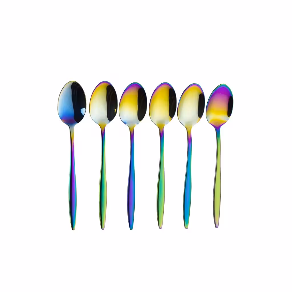 قاشق مربا خوری مدل سوزنی 7 رنگ بسته 6 عددی