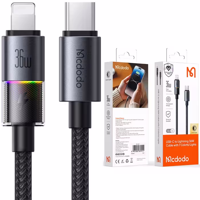 کابل تایپ سی به لایتنینگ 36 وات 3 آمپر مک دودو Mcdodo CA-8190