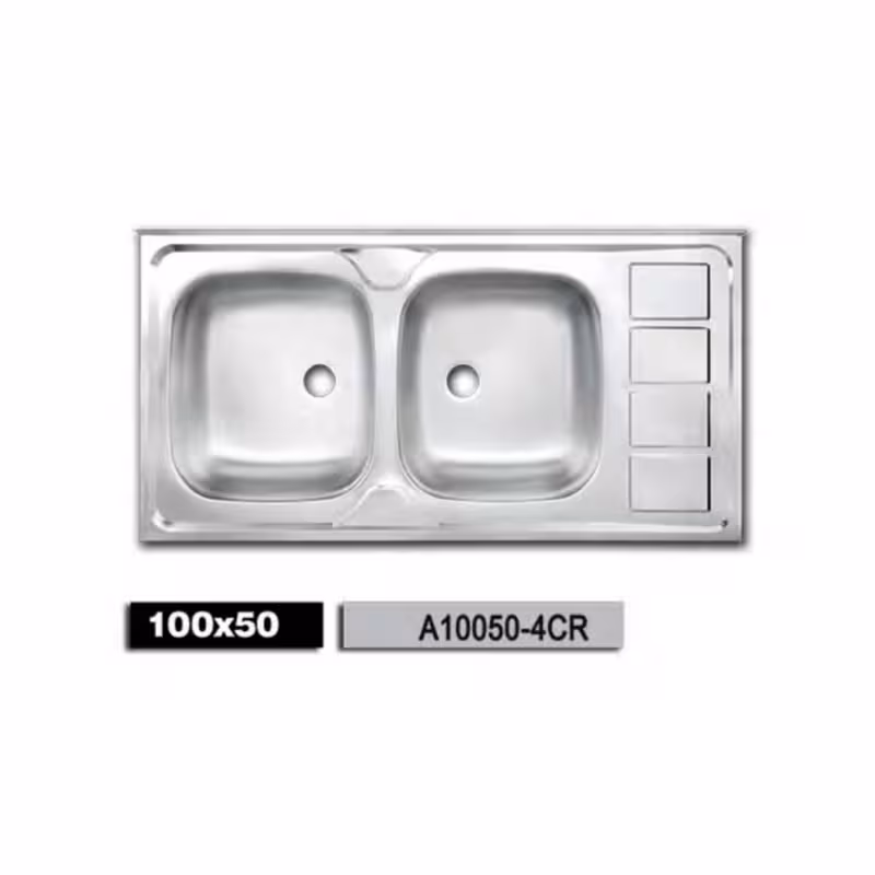 سینک معمولی براق اخوان دو لگن سایز 100 * 50 بسته چهار عددی