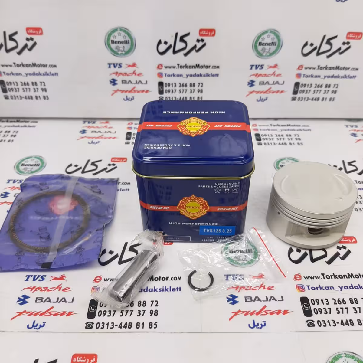 رینگ و پیستون ( پستان ) موتور tvs راکس و نئو NEO 125 تکنو ( سایز 0/25 )