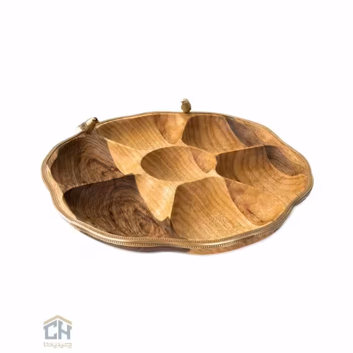 اردو خوری چوب و برنج گرد 7 تایی گلدکیش طرح WOOD مدل GK829486