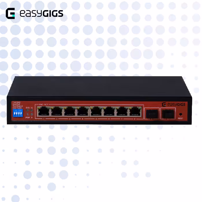 سوییچ 8 پورت مدیریتی PoE ایزی‌گیگز مدل SWU-2451-10GPS