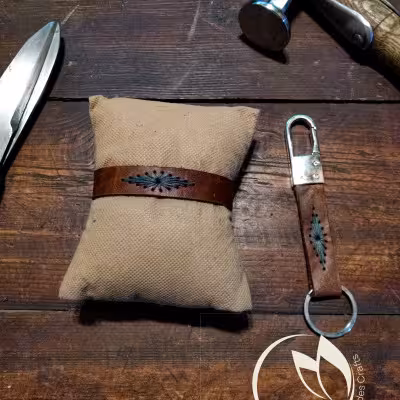 ست جاکلیدی و دستبند چرم طبیعی روگا چرم