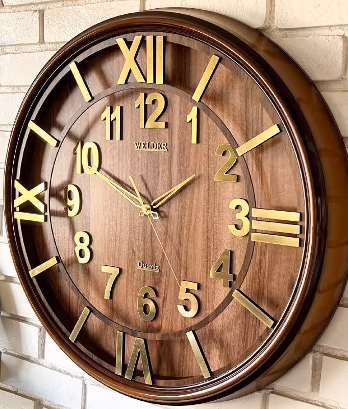 ساعت دیواری ولدر عدد برجسته صفحه چوبی کد 636