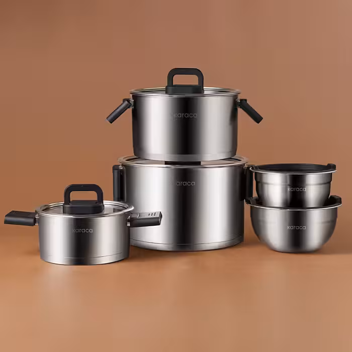 سرویس قابلمه استیل 10 پارچه Karaca ترکیه مدل Aşiyan