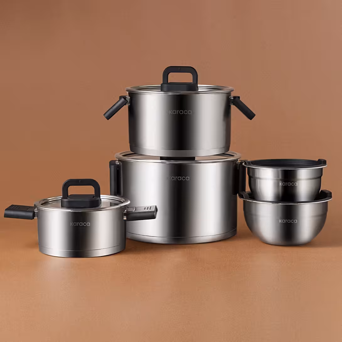سرویس قابلمه استیل 10 پارچه Karaca ترکیه مدل Aşiyan