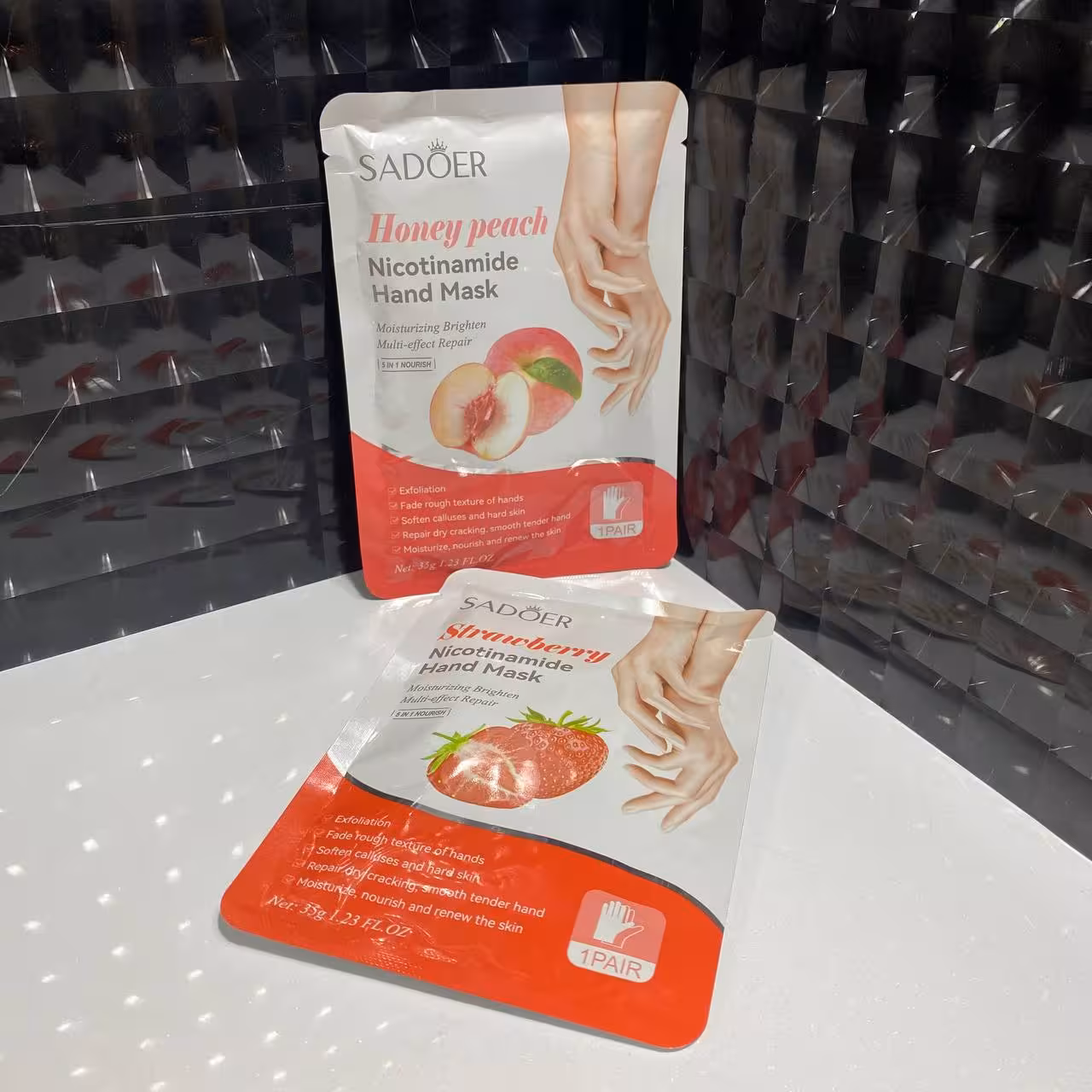 ماسک دست دستکشی سادور عصاره هلو و توت فرنگی