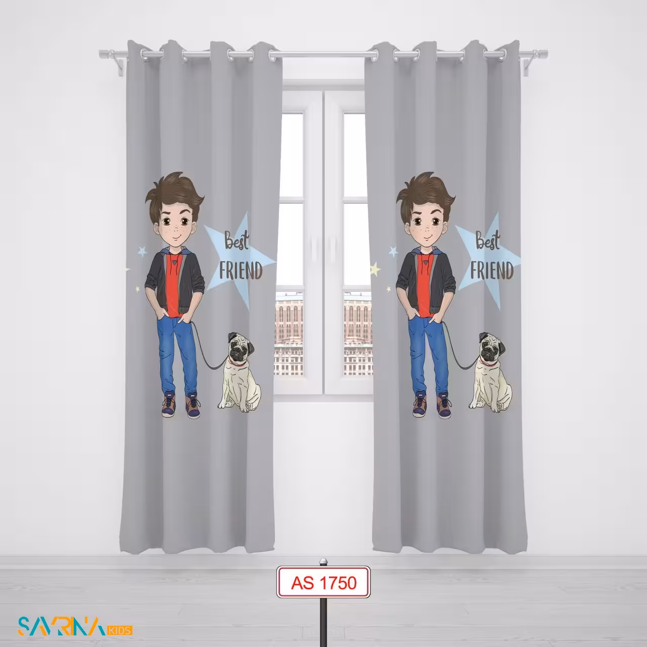 پرده پنلی بچگانه طرح پسر خوشتیپ کد AS1750