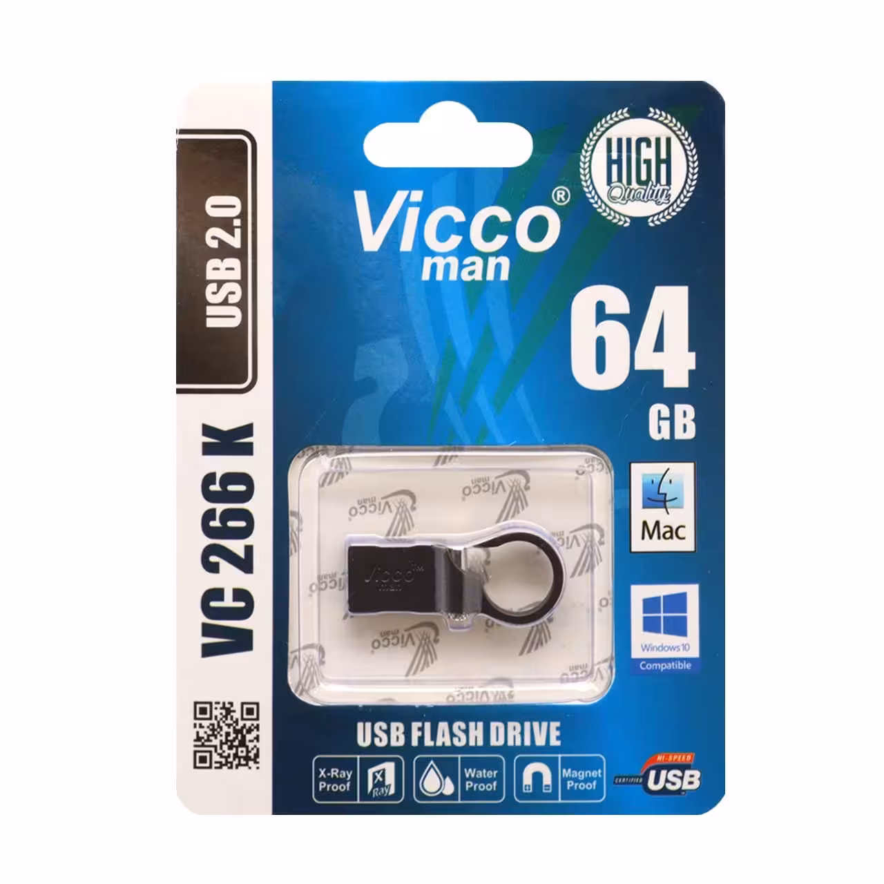 فلش ویکو من  64Gig  مشکی (گارانتی مادام العمر رایانه نوین سگال) Vc266 K USB2.0 Vicco man flash memory