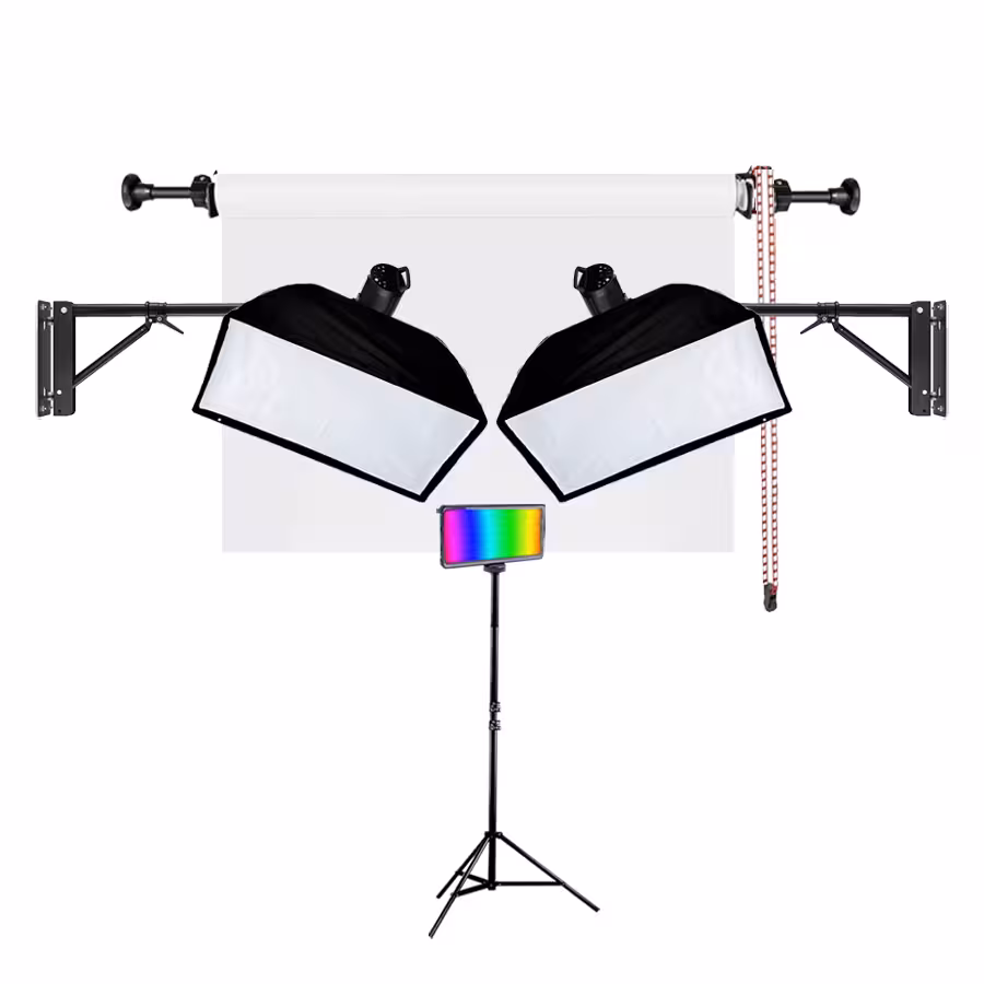 کیت نورپردازی کمجا 1201-LED با نور RGB و پایه دیواری-سقفی F-kit21