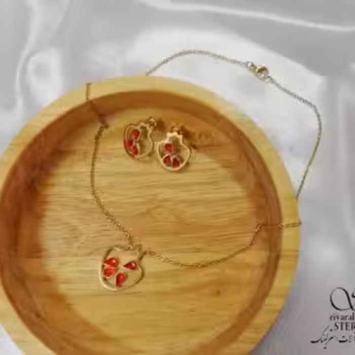 نیمست استیل یلدایی طرح انار با دونه های سه تایی کد 5114