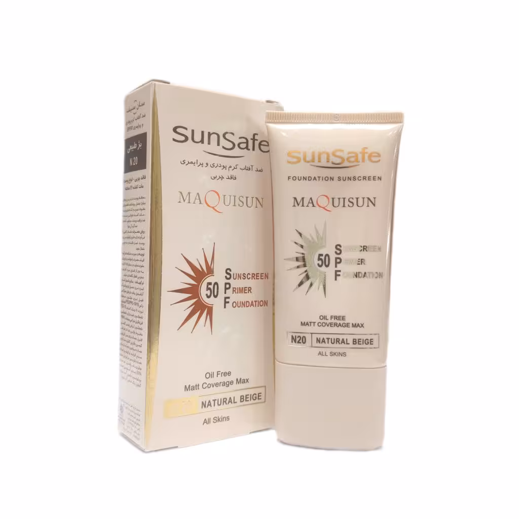 کرم ضدآفتاب سان سیف کرم پودری و پرایمری مکیسانSPF50 رنگی(بژ طبیعی)N20