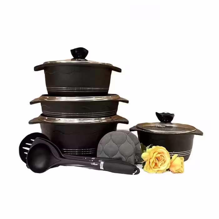 سرویس قابلمه یونیک مشکی بلا 11 پارچه مدل UN-8813