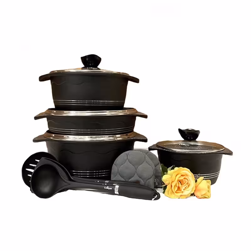 سرویس قابلمه یونیک مشکی بلا 11 پارچه مدل UN-8813