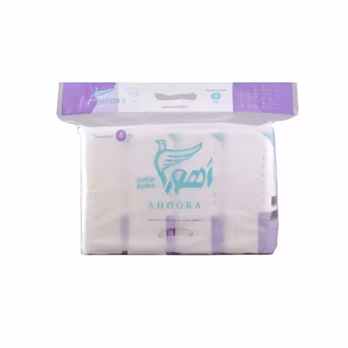 دستمال کاغذی دو لایه مدل اقتصادی اهورا 250 برگی بسته 4 عددی