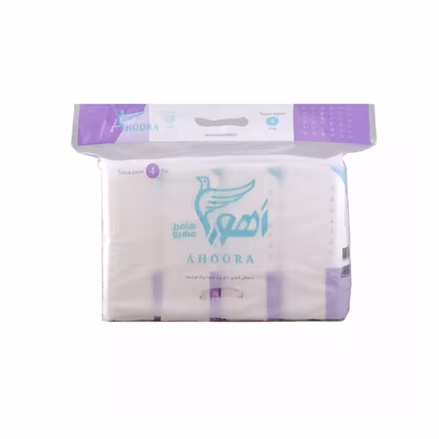 دستمال کاغذی دو لایه مدل اقتصادی اهورا 250 برگی بسته 4 عددی