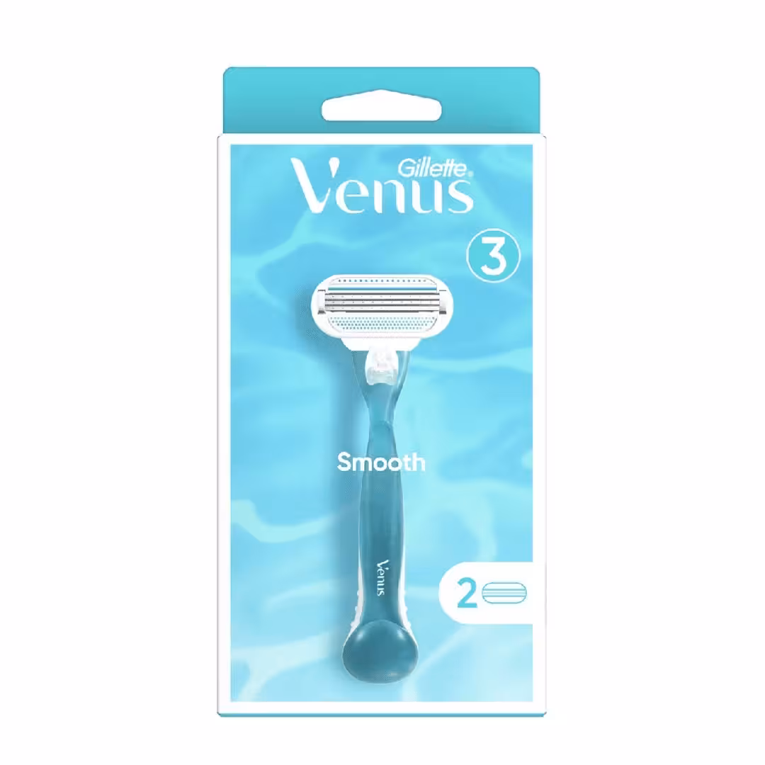 خودتراش ژیلت زنانه ونوس اسموت 3 لبه – 1 دسته   2 عدد تیغ یدک – Gillette Venus Smooth
