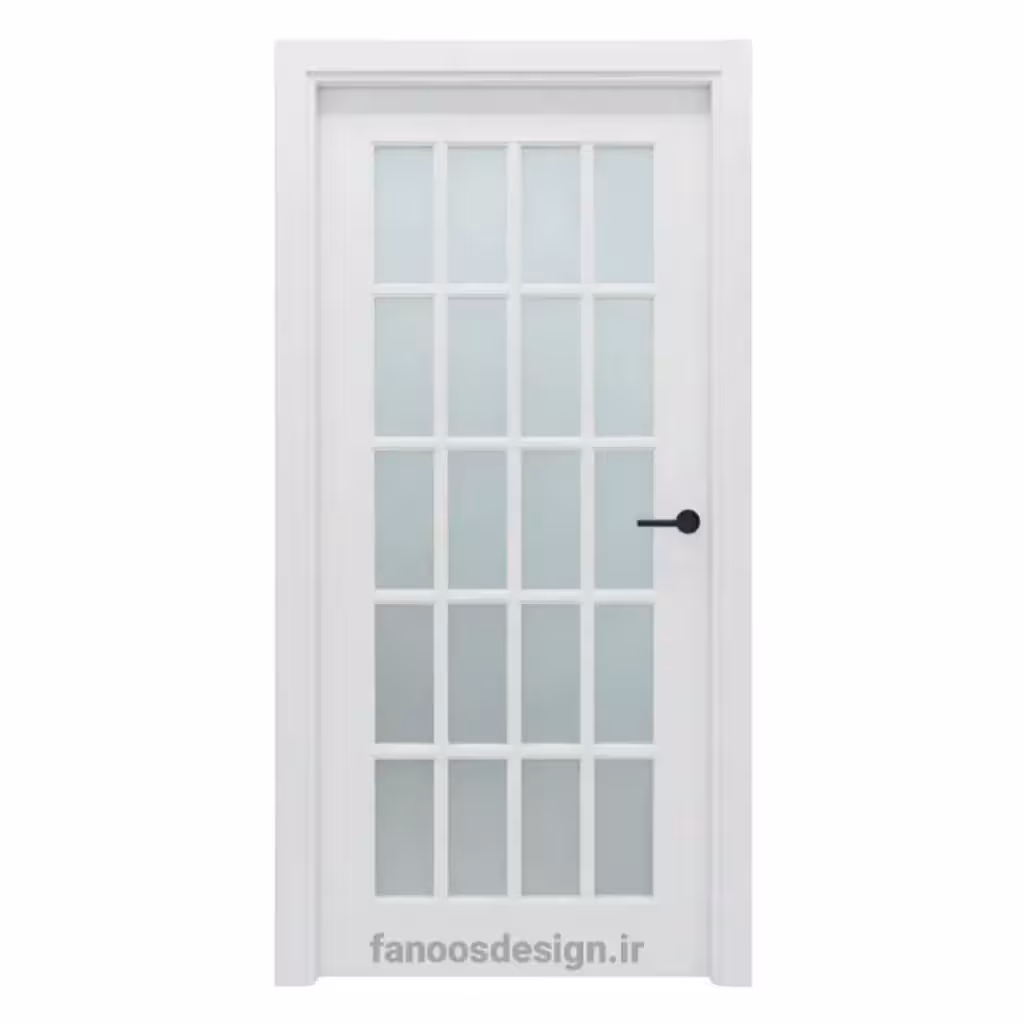 درب فرانسوی سفید با قاب شیشه‌ای کد 30521