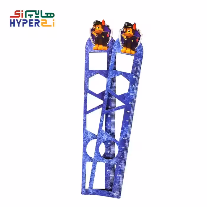 خط کش اشکال هندسی چوبی 15سانتی طرح سگ های نگهبان 2