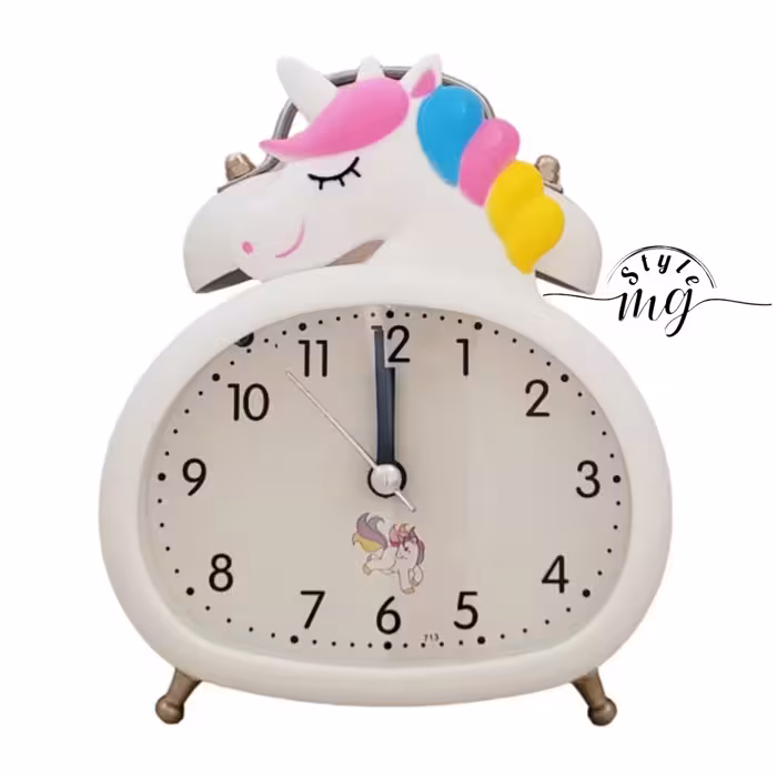 ساعت رومیزی کودک دکورلند مدل زنگدار طرح اسب تک شاخ کد 1999