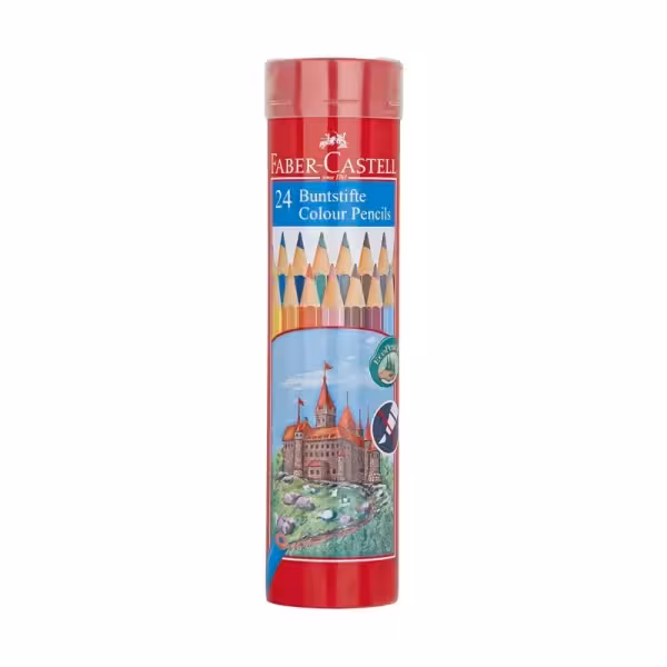 مداد رنگی 24 رنگ فابر کاستل بسته بندی استوانه ای