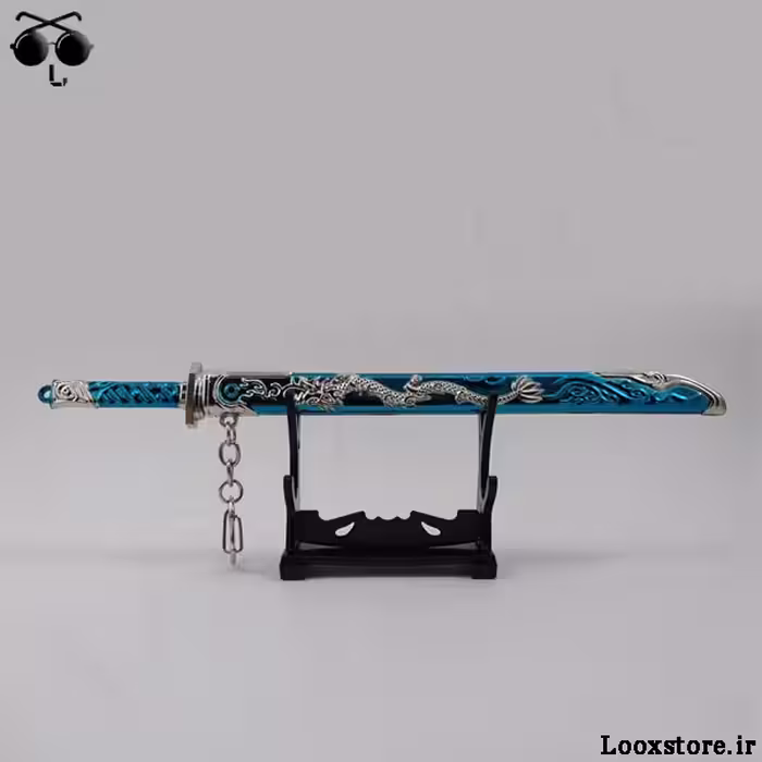 شمشیر دکوری غلاف دار آبی طرح اژدها
