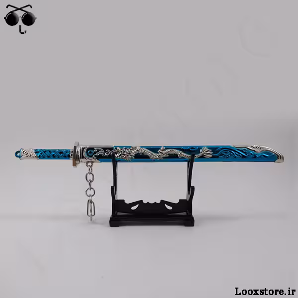 شمشیر دکوری غلاف دار آبی طرح اژدها