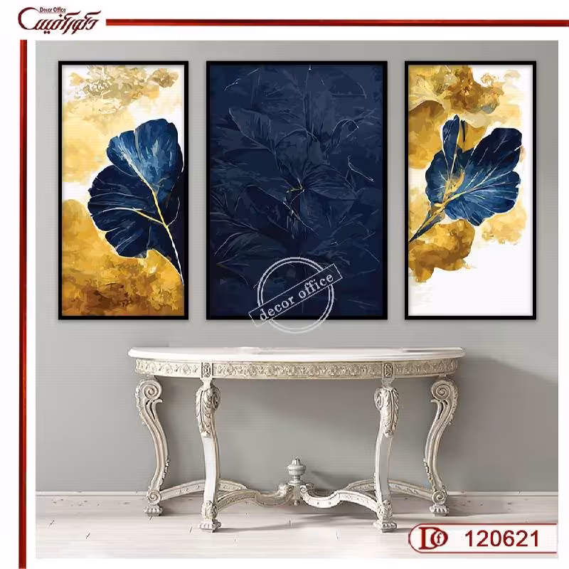 تابلو سه تکه گل طرح آبرنگ L120621