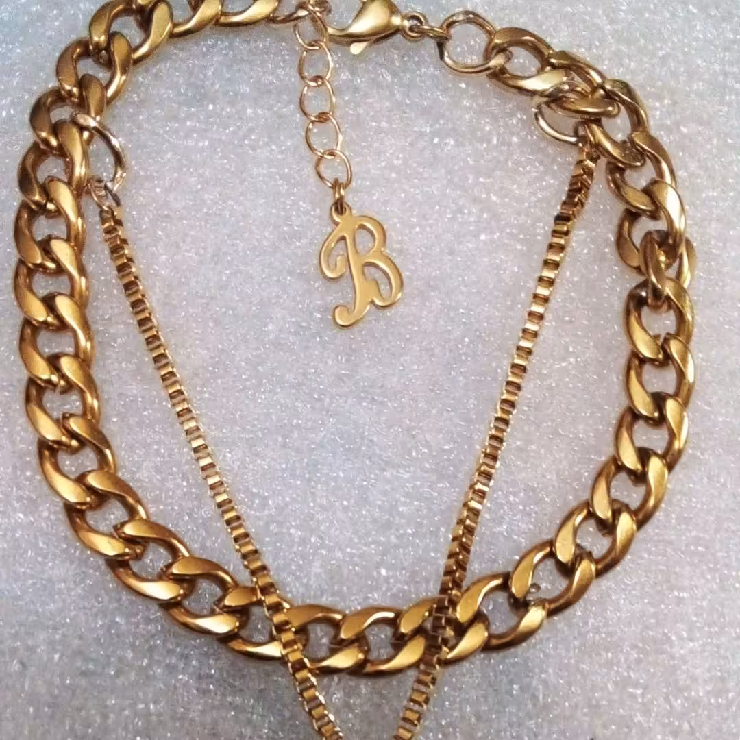 دستبند دوردیفه  تمام استیل با آویز سکه کد 7676