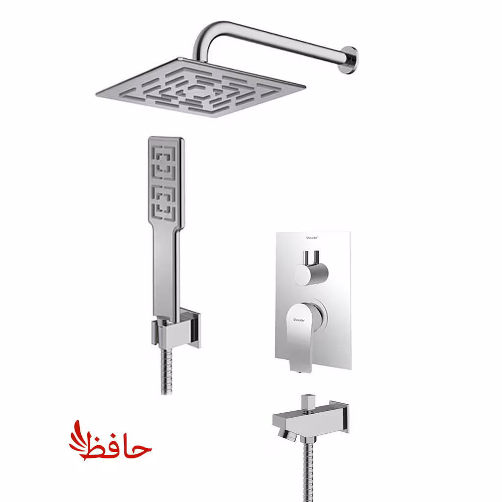شیر حمام توکار شودر مدل رومر پلاس کروم مات تیپ 4 BRASS