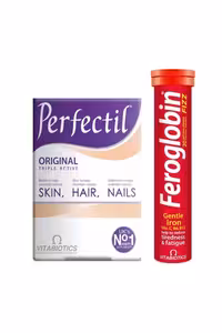 مکمل تقویت‌کننده پوست، مو، ناخن به همراه قرص جوشان آهن Vitabiotics