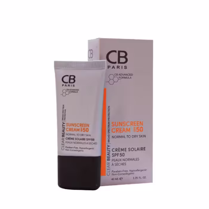 کرم ضد آفتاب SPF50 سی بی پاریس مناسب پوست نرمال تا خشک، حجم 40 میلی لیتر