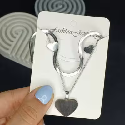 نیم ست ماری با پلاک زنجیر و گوشواره