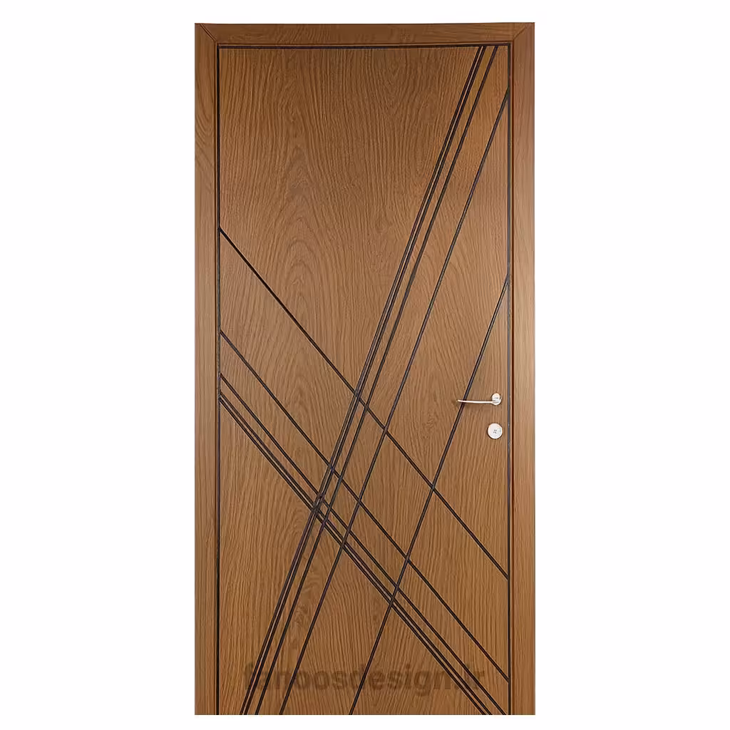 درب مدرن سه‌پنلی با طراحی هندسی و شیار افقی کد 30580