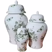 بانکه مدل جینجر جار طرح گل و پروانه کد 312 مجموعه 3 عددی