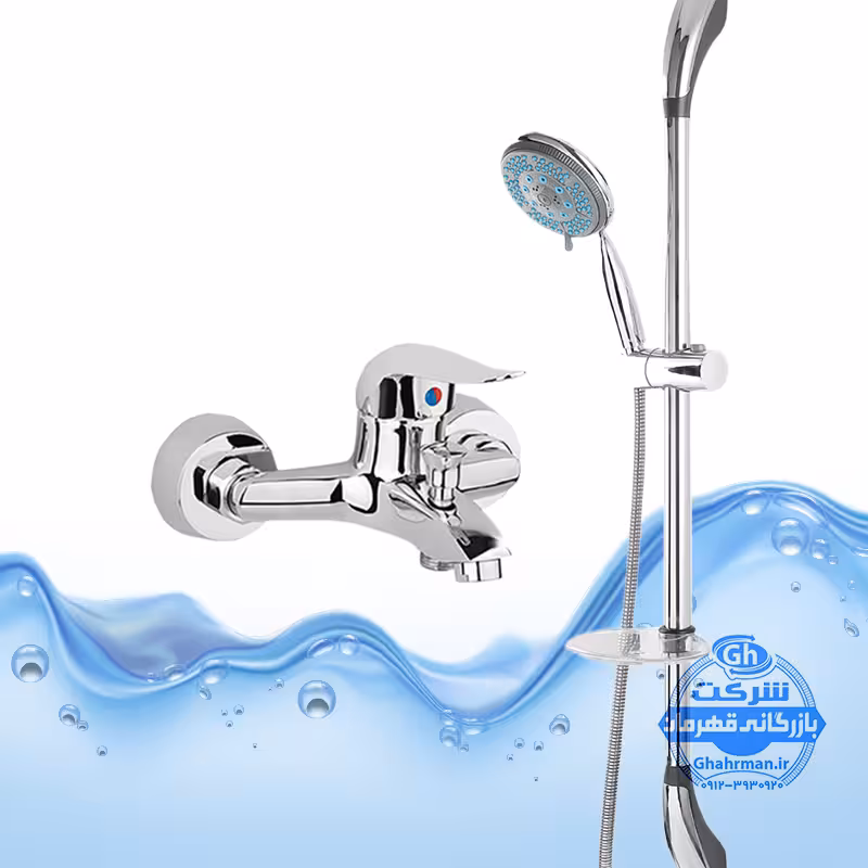 ست 2 عددی شیر حمام و علم دوش یونیورست مدل یونیکا | کروم براق | شیرآلات برند آیدا صنعت مدل قهرمان