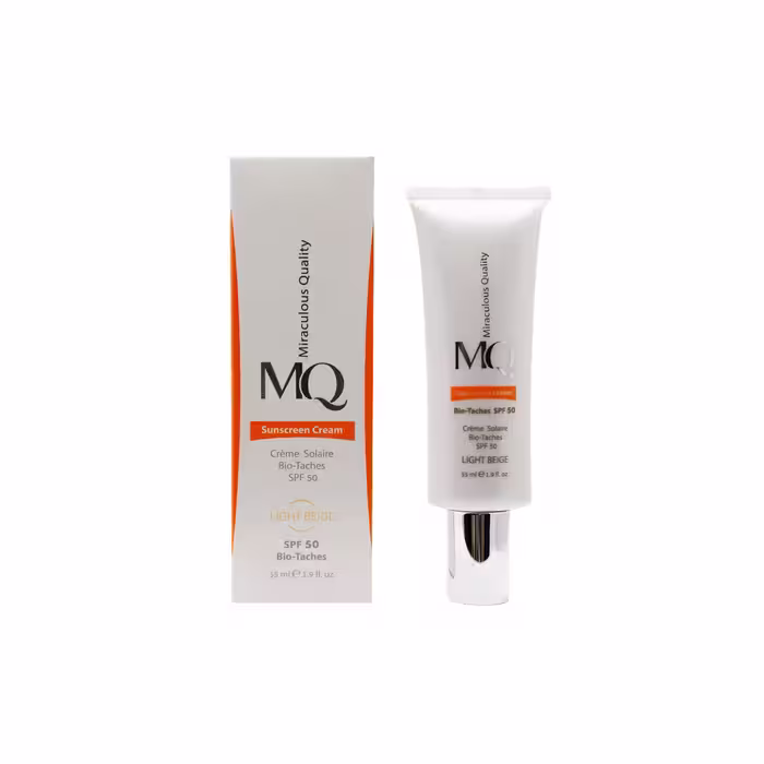کرم ضد آفتاب و ضد لک ام کیو Spf 50 بژ روشن حجم 55 میلی لیتر | MQ Sunscreen Bio Taches light Beige Spf 50 55 ml
