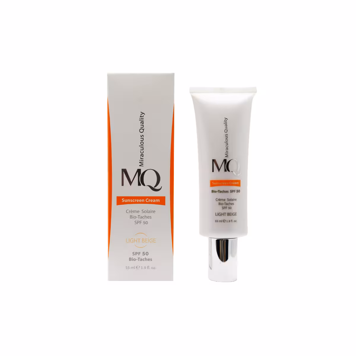 کرم ضد آفتاب و ضد لک ام کیو Spf 50 بژ روشن حجم 55 میلی لیتر | MQ Sunscreen Bio Taches light Beige Spf 50 55 ml