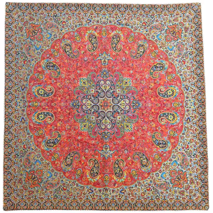 رومیزی مربع ترمه ابریشم کد TRM154