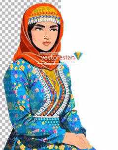 png زن باحجاب با لباس سنتی ایرانی
