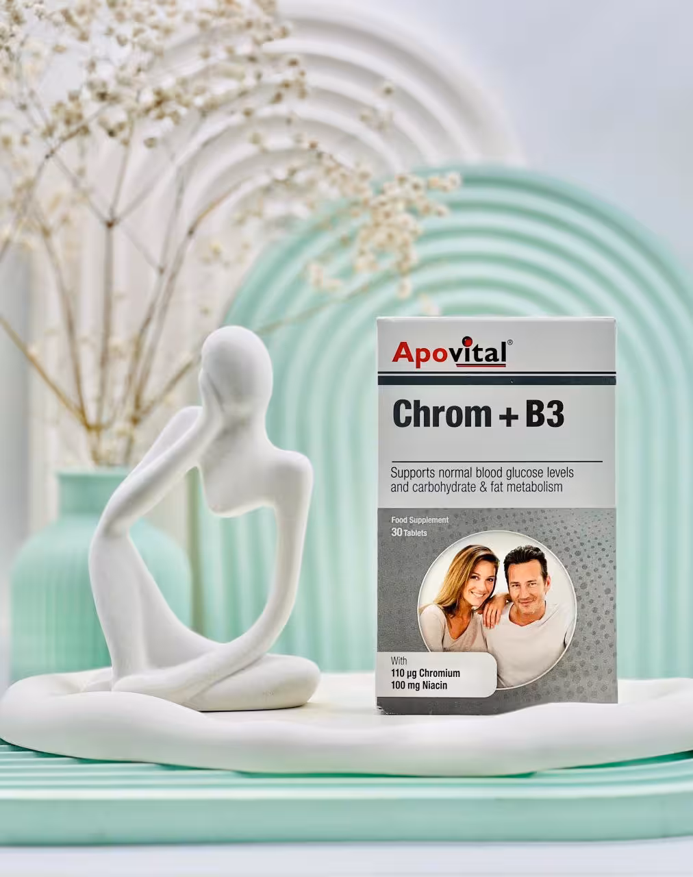 قرص کروم پلاس ویتامین ب3 آپوویتال 30 عددی -