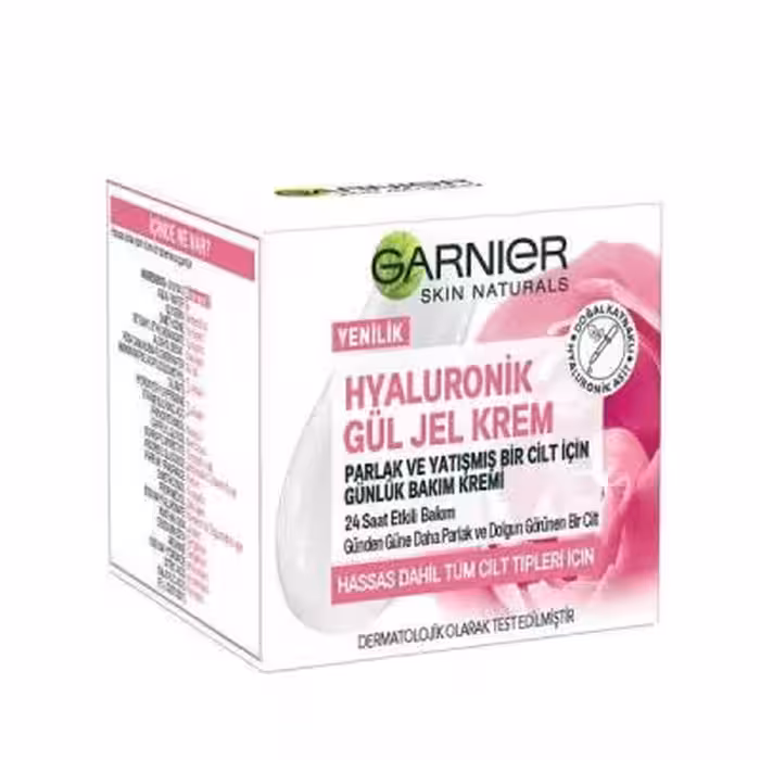 ژل کرم آبرسان و مرطوب کننده هیالورونیک GARNIER حاوی عصاره گل رز مناسب انواع پوست حجم 50 میل