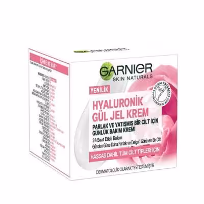 ژل کرم آبرسان و مرطوب کننده هیالورونیک GARNIER حاوی عصاره گل رز مناسب انواع پوست حجم 50 میل