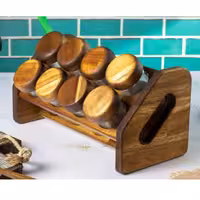 جا ادویه ای چوبی رنگ تیره (آکاسیا )8 تایی کج کد 99083 از برند لونا رابروود