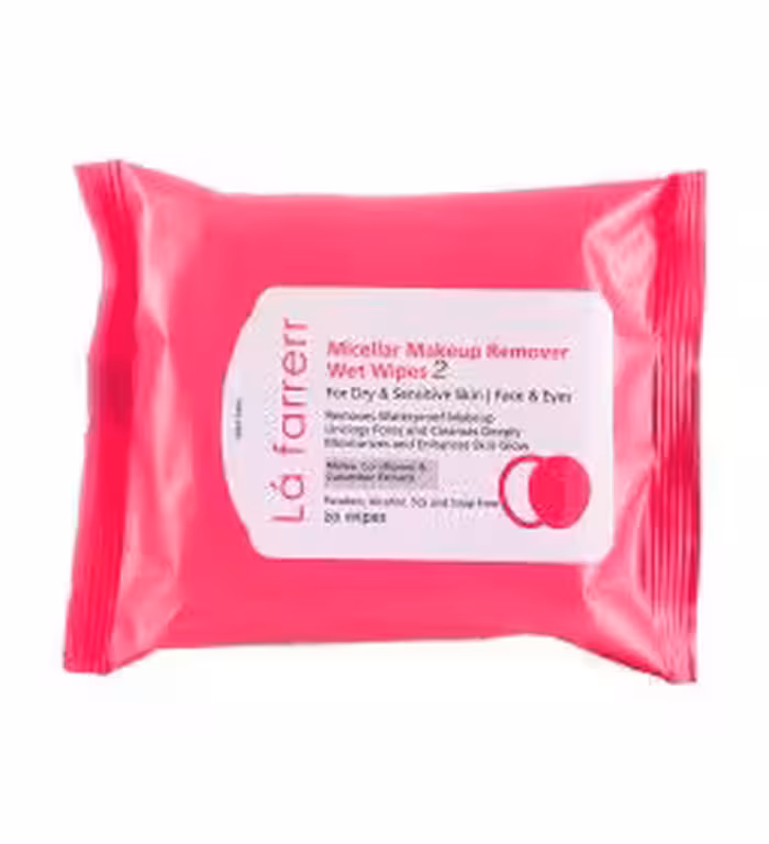 دستمال مرطوب پاک کننده آرایش لافارر کد 2 بسته 20 عددی