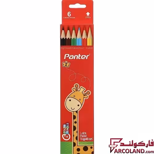مداد رنگی 6 رنگ پنتر جعبه مقوایی کد PCP103