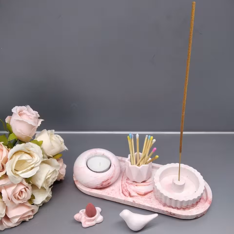 ست جا شمعی و جا عودی دکوراتیو